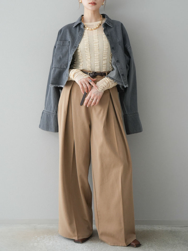 [予約]リネンタッチシャーリングニットトップス/アイボリー