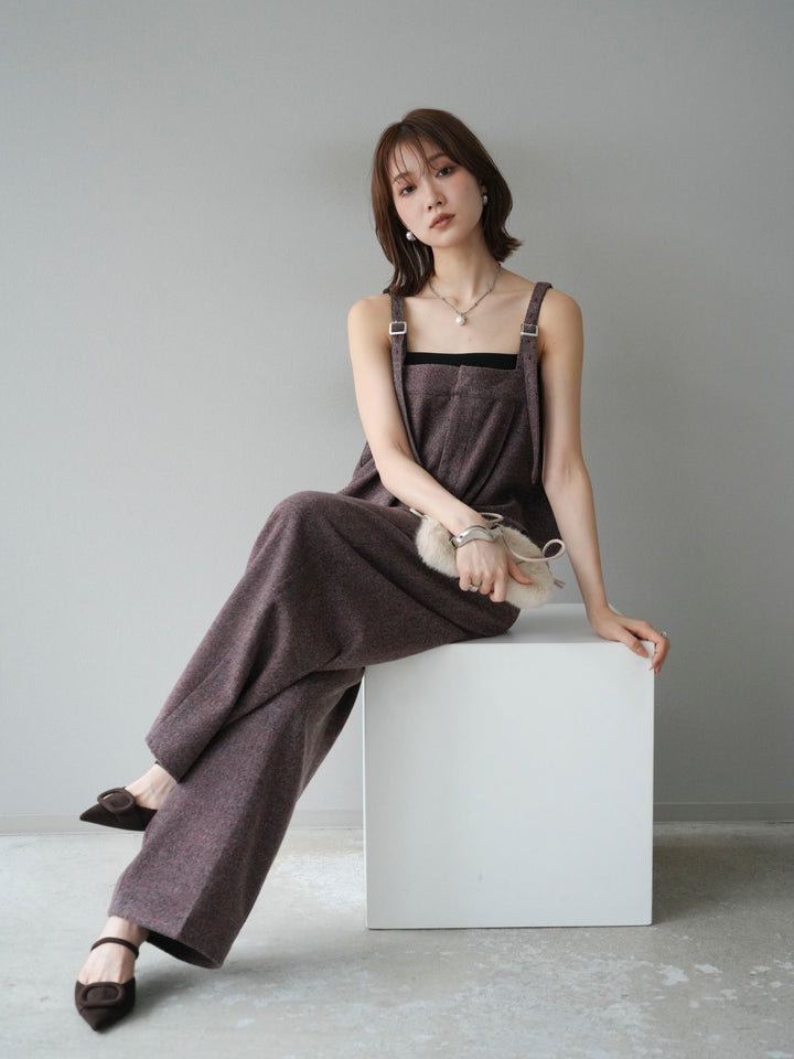 [予約]ツイードベアサロペット/オレンジ