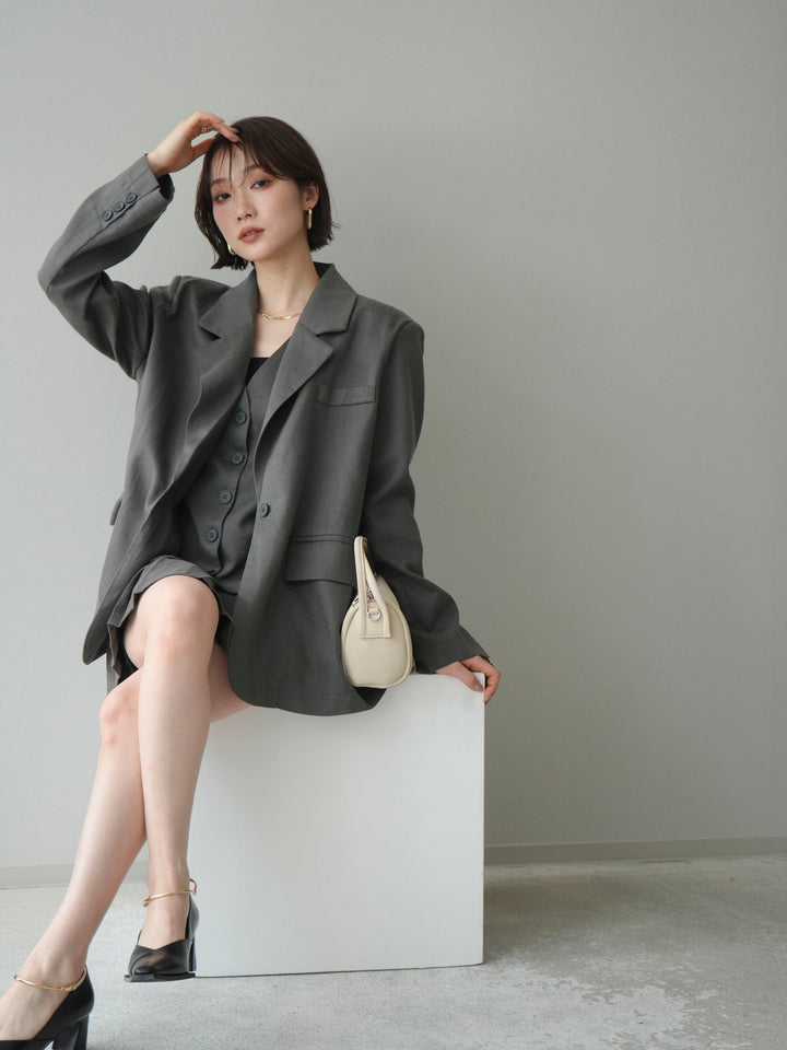 [予約]リネンタッチオーバージャケット/khaki