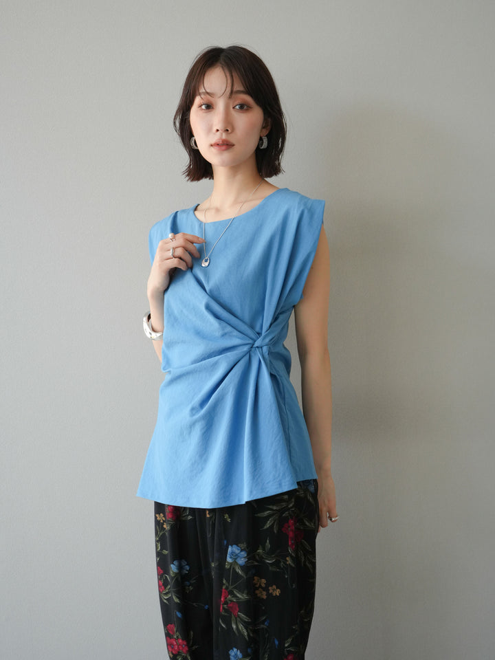 [予約]サイドツイストフレンチトップス/ブルー