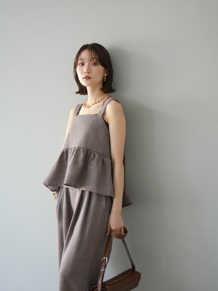 [SET]リネンライクビスチェ+リネンライクイージーワイドパンツ(2set)