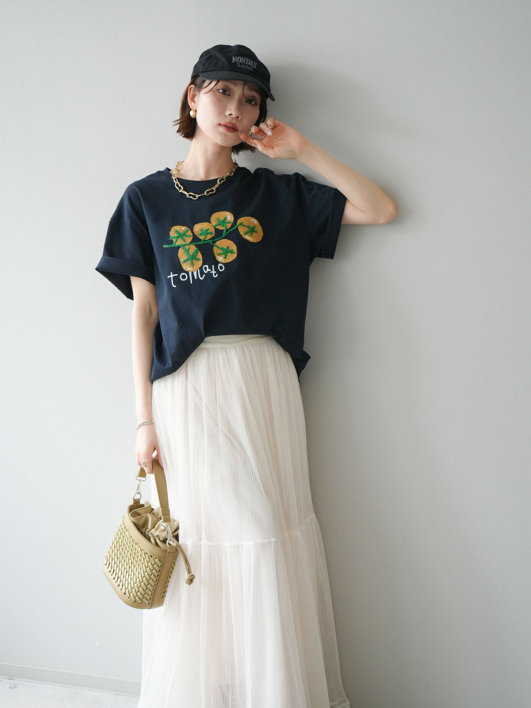 【預購】番茄刺繡T卹/藏青色