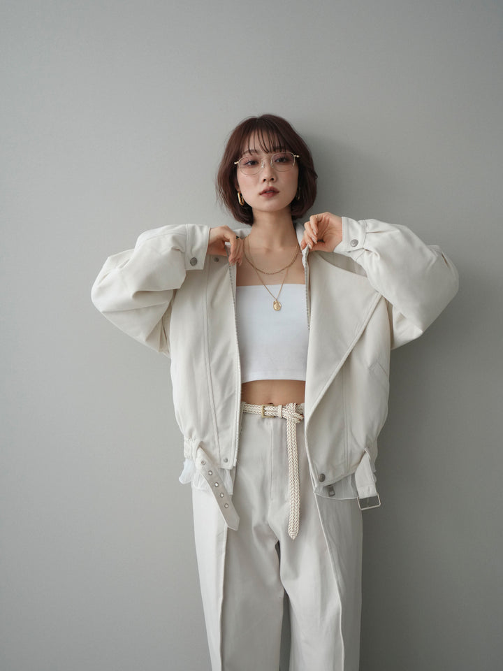 [予約]コーデュロイライダース裾レースブルゾン/offwhite