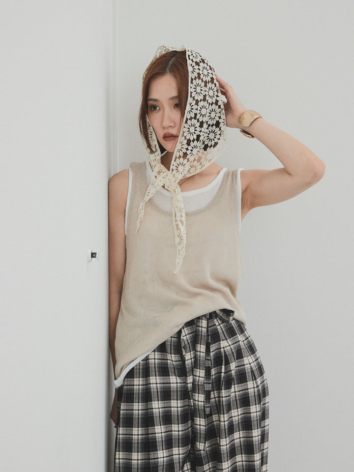 [SET]バイカラーレイヤードニットタンクトップ+バイカラーレイヤードニットタンクトップ(2set)