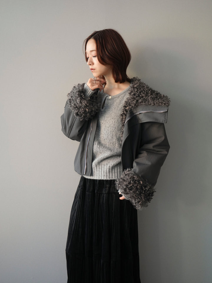 [SET]プードルファーダウンジャケット+ベロアティアードワッシャースカート(2set)