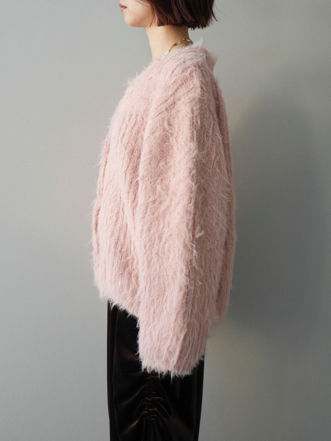 [予約]シャギーオーバーニットカーディガン/pink
