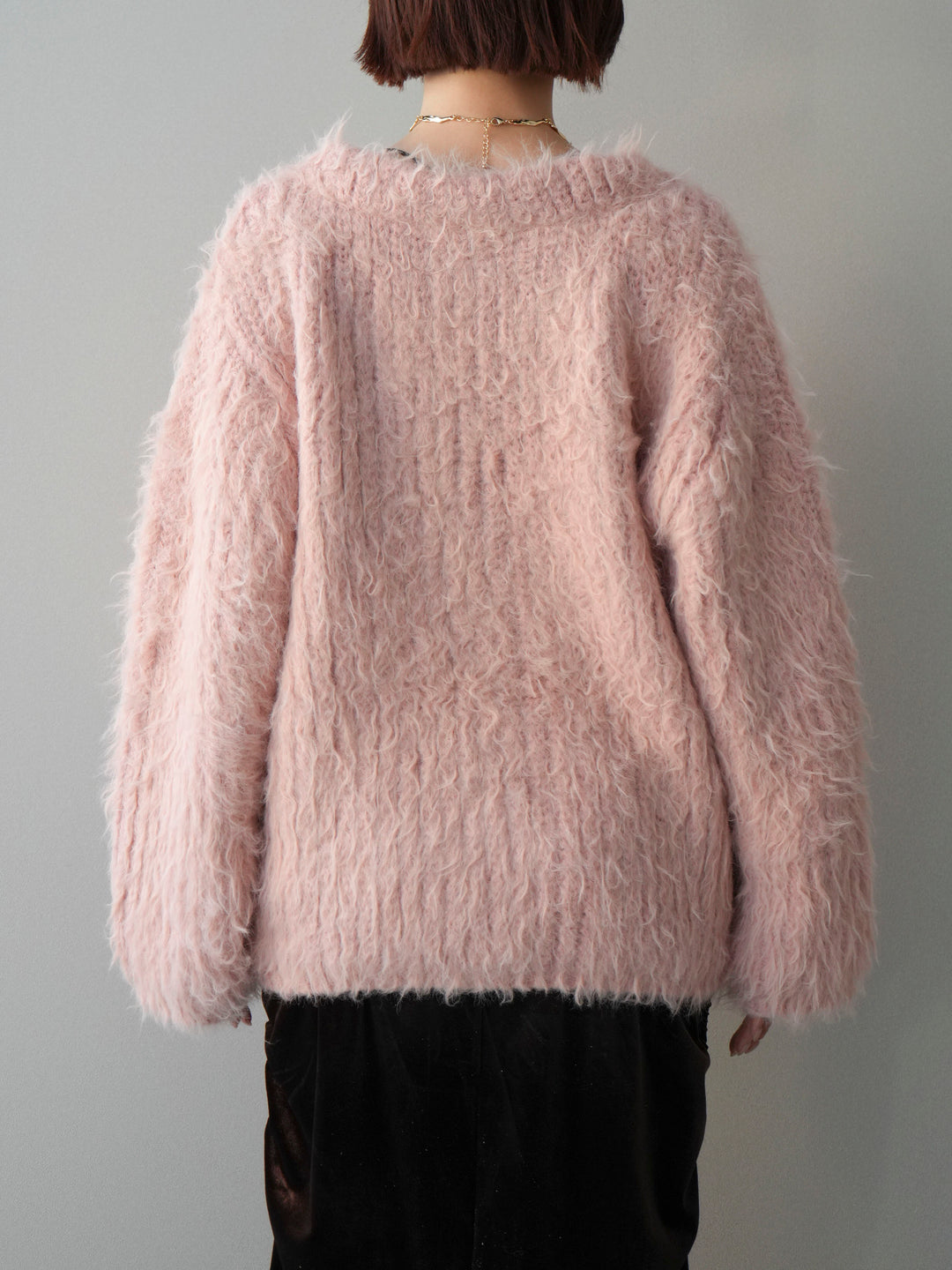 [予約]シャギーオーバーニットカーディガン/pink