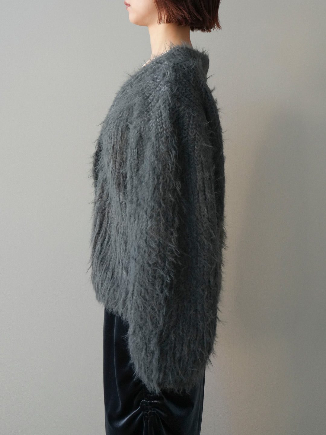 [予約]シャギーオーバーニットカーディガン/gray