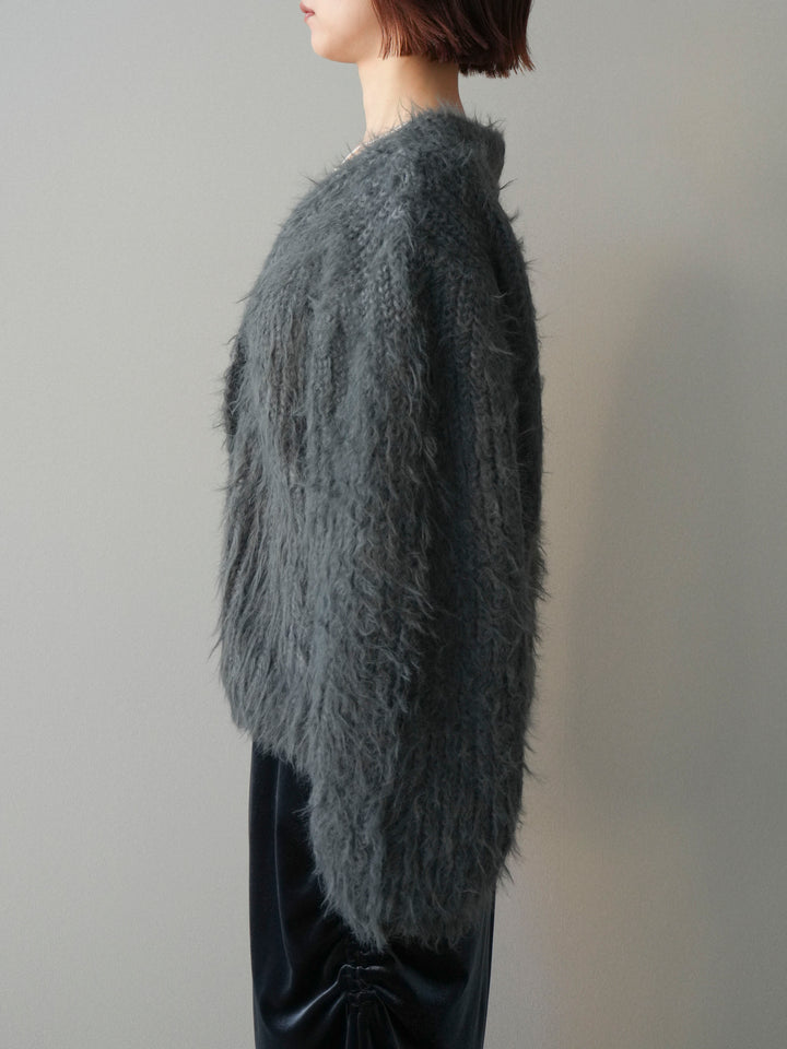 [予約]シャギーオーバーニットカーディガン/gray