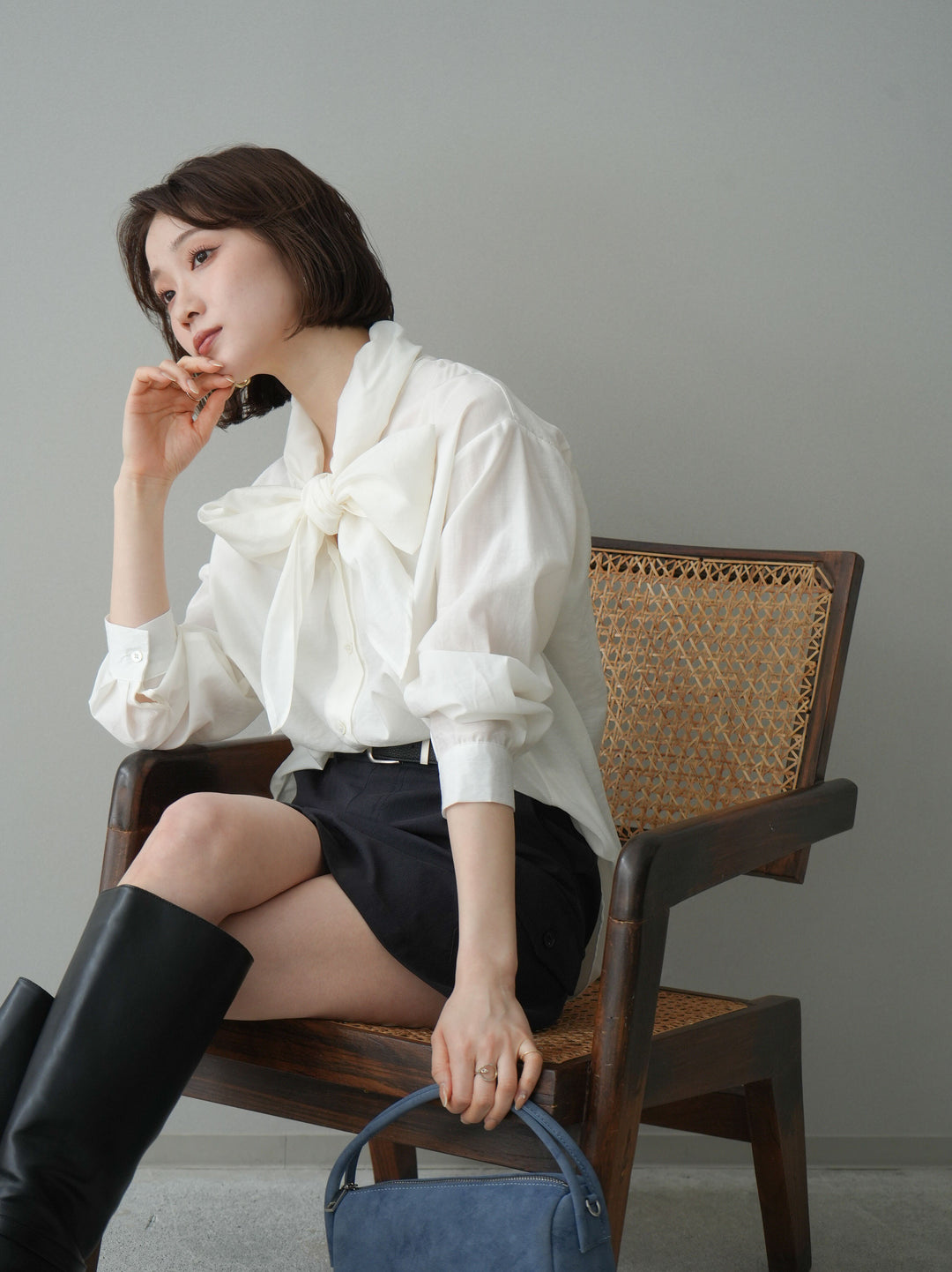 [予約]シアーボウタイブラウス/ivory