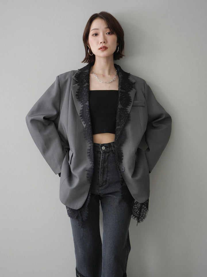 [予約]レースドッキングオーバージャケット/gray