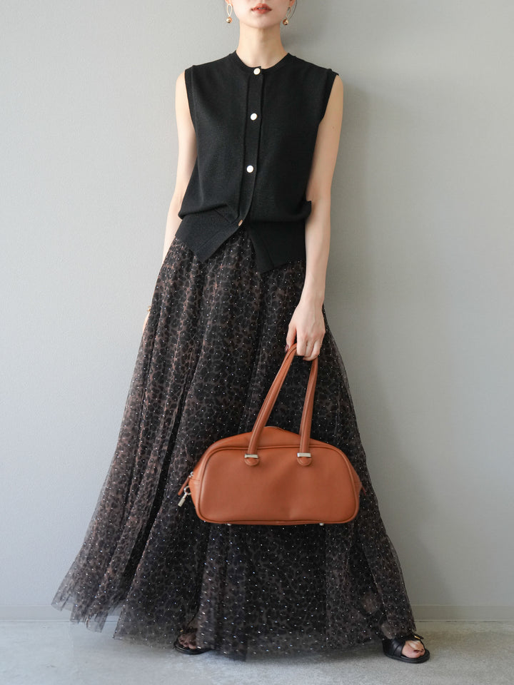 [予約]ラメニットベスト/ブラック