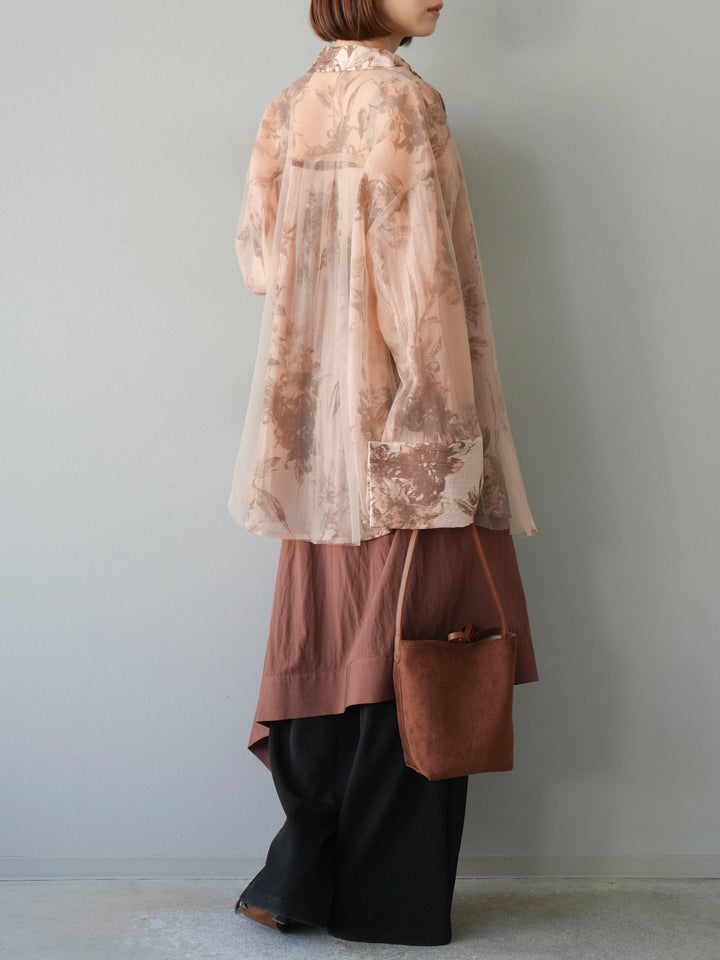 [予約]アシンメトリーレイヤードスカート/ブラウン