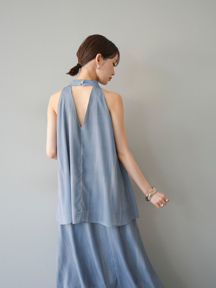 [SET] 細膩花紋V領襯衫＆喇叭裙（2套）