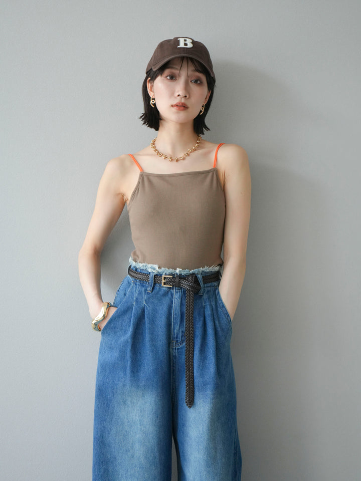 [予約]バイカラーストラップカップ付キャミソール/ベージュ