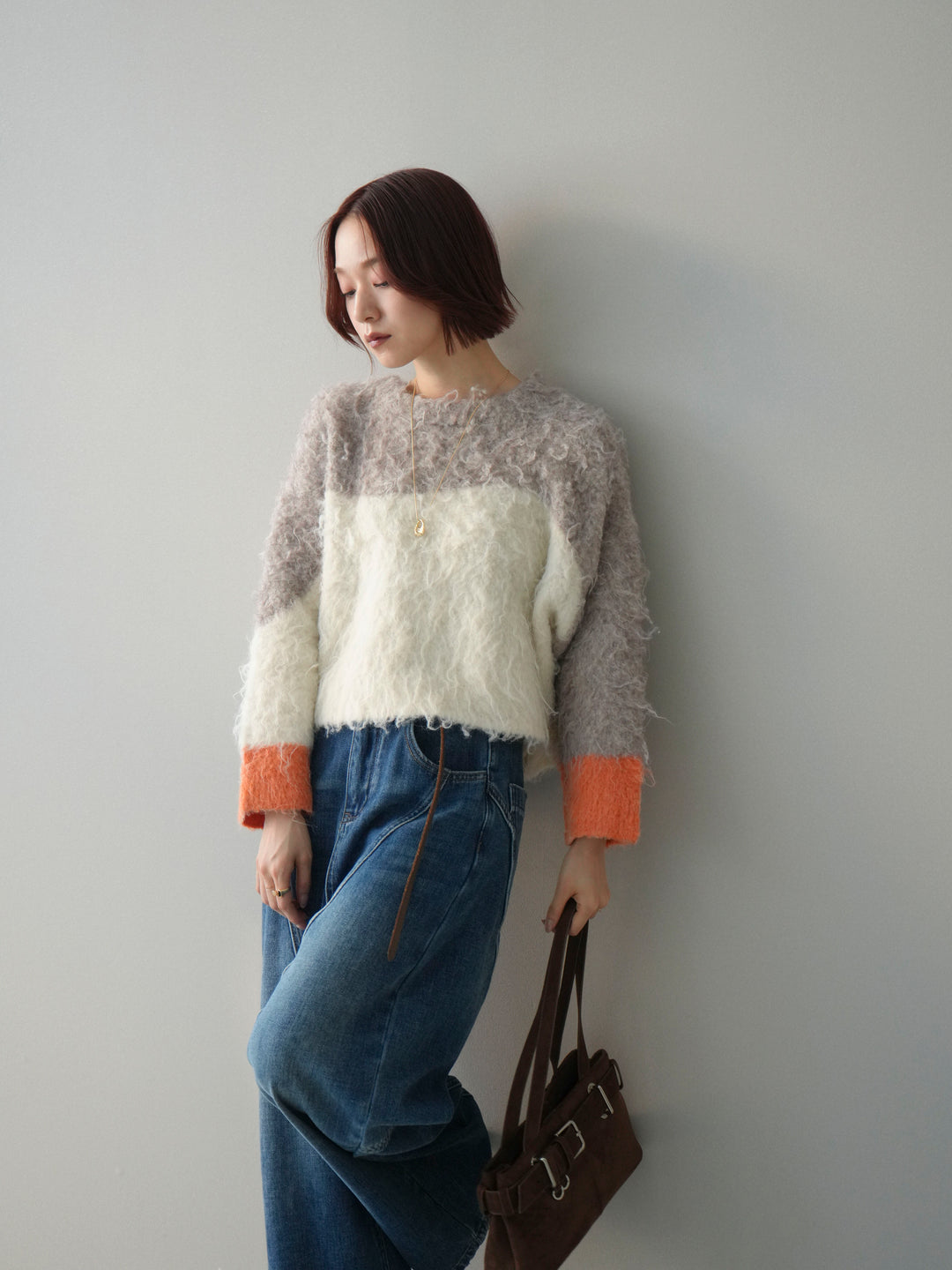 [SET]バイカラーモヘアタッチニットプルオーバー+バイカラーモヘアタッチニットプルオーバー(2set)