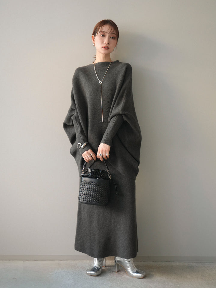 [SET]ウール混ドルマンニット&スカートSET UP(2set)