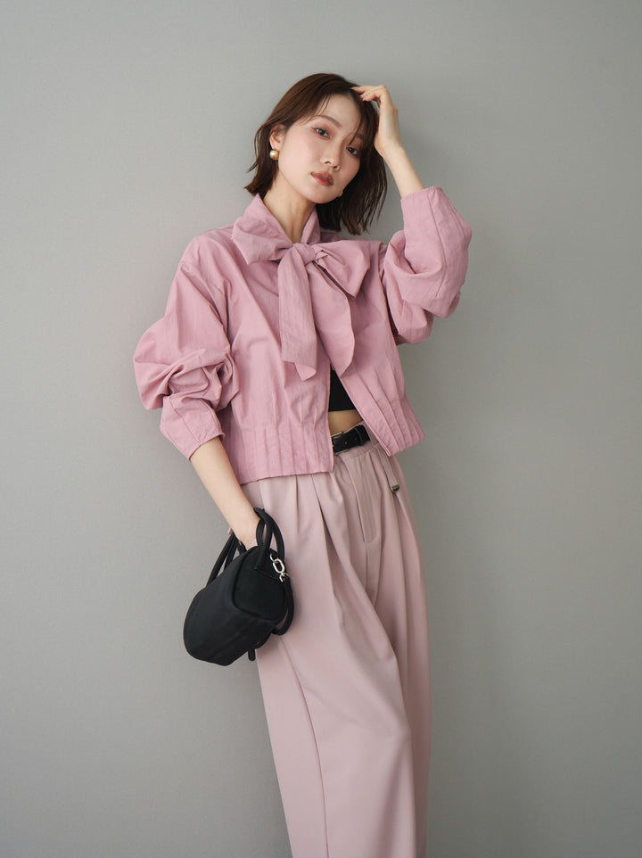 [SET]ボウタイ裾プリーツライトジャケット+ボウタイ裾プリーツライトジャケット(2set)