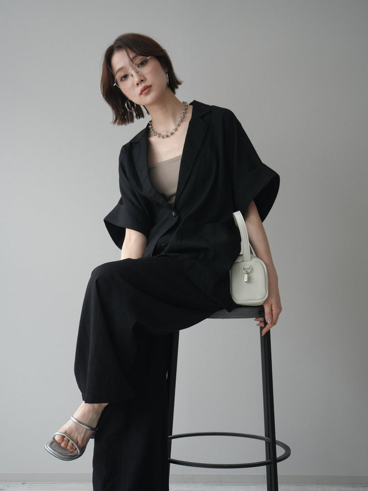 [SET]ハーフスリーブオーバージャケット+リラックスワイドパンツ(2set)