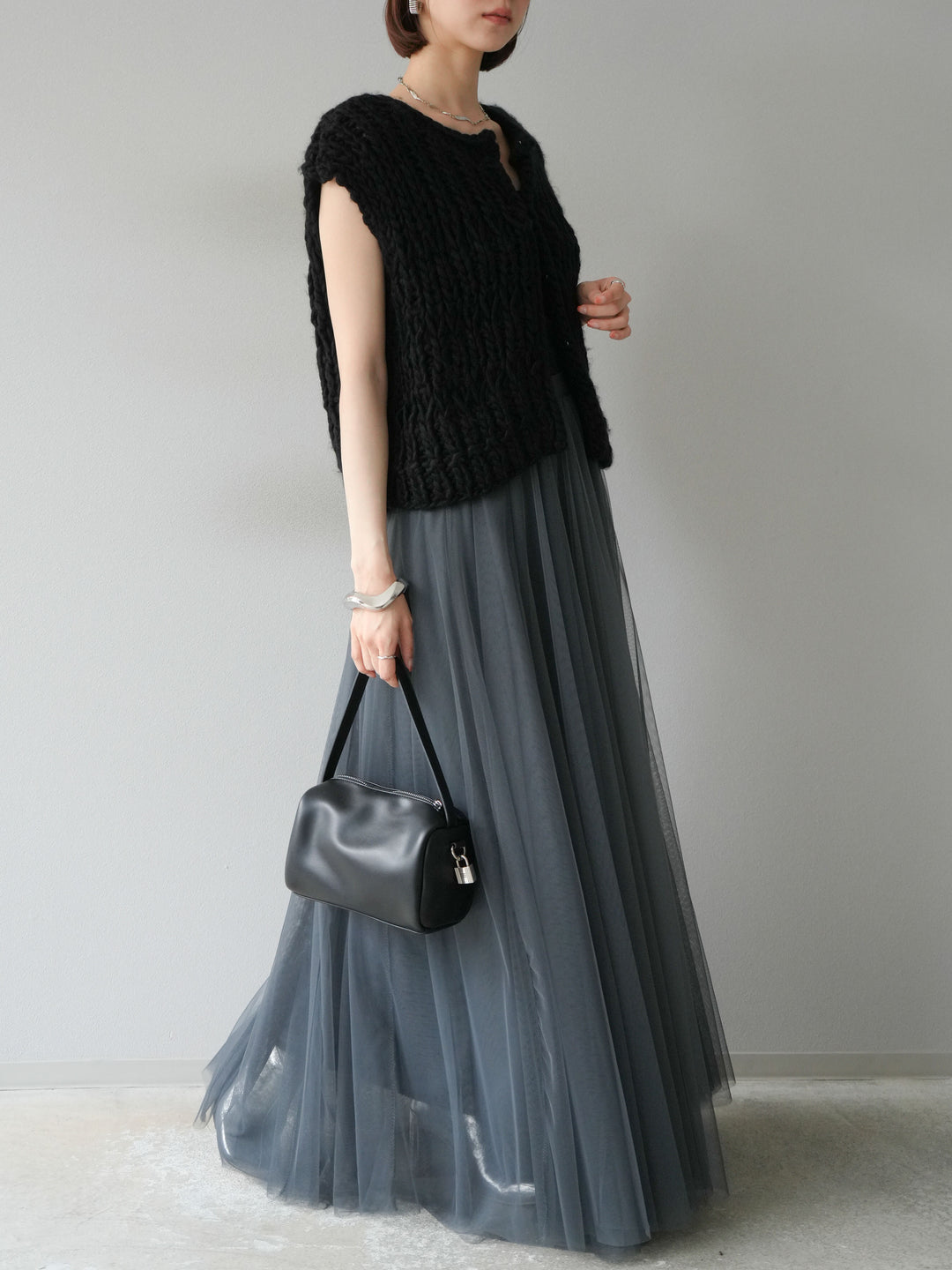 [予約]チュールボリュームスカート/グレー