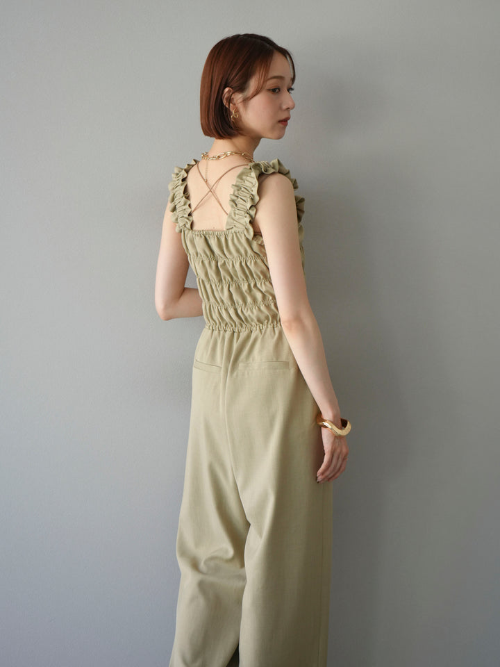 [予約]ヘザーエステルシャーリングサロペット/ベージュ