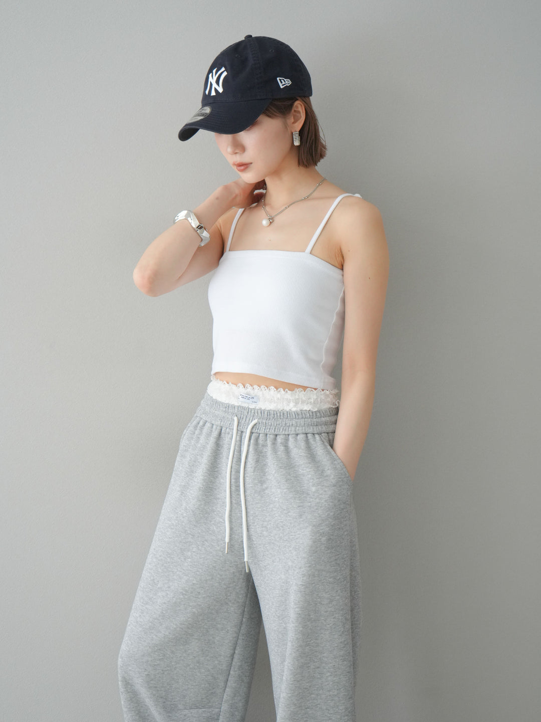 [予約]カップ付テレコリブベアキャミソール/オフ