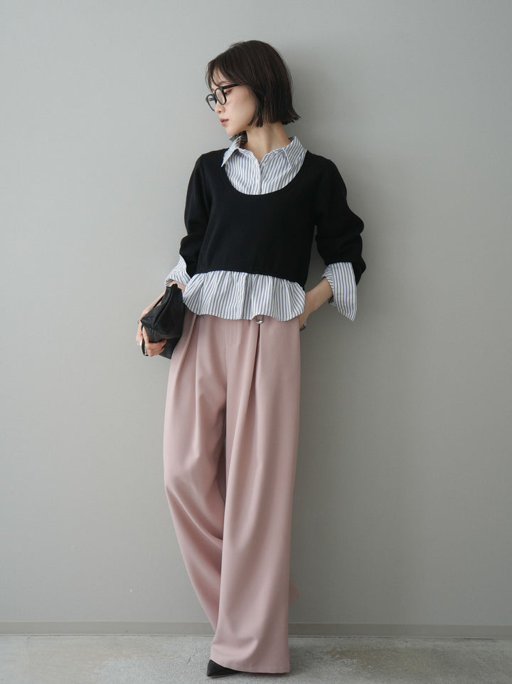 [予約]ベルト付キーホルダーモチーフワイドパンツ/pink