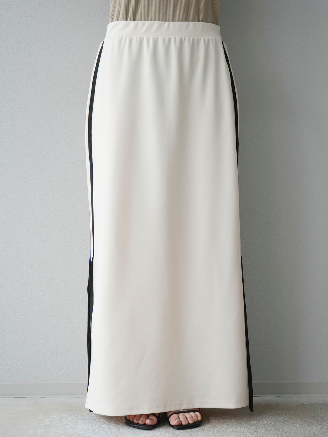 [予約]サイドラインジャージナロースカート/アイボリー