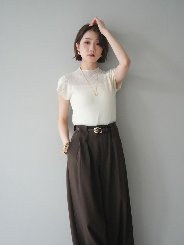 [SET]ビジューシアーフレンチニット+選べるアクセセット(2set)