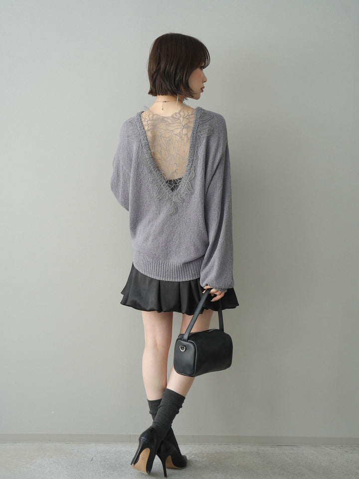 [予約]サテンバルーンミニスカート/black