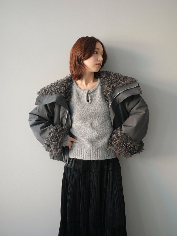 [SET]プードルファーダウンジャケット+ベロアティアードワッシャースカート(2set)