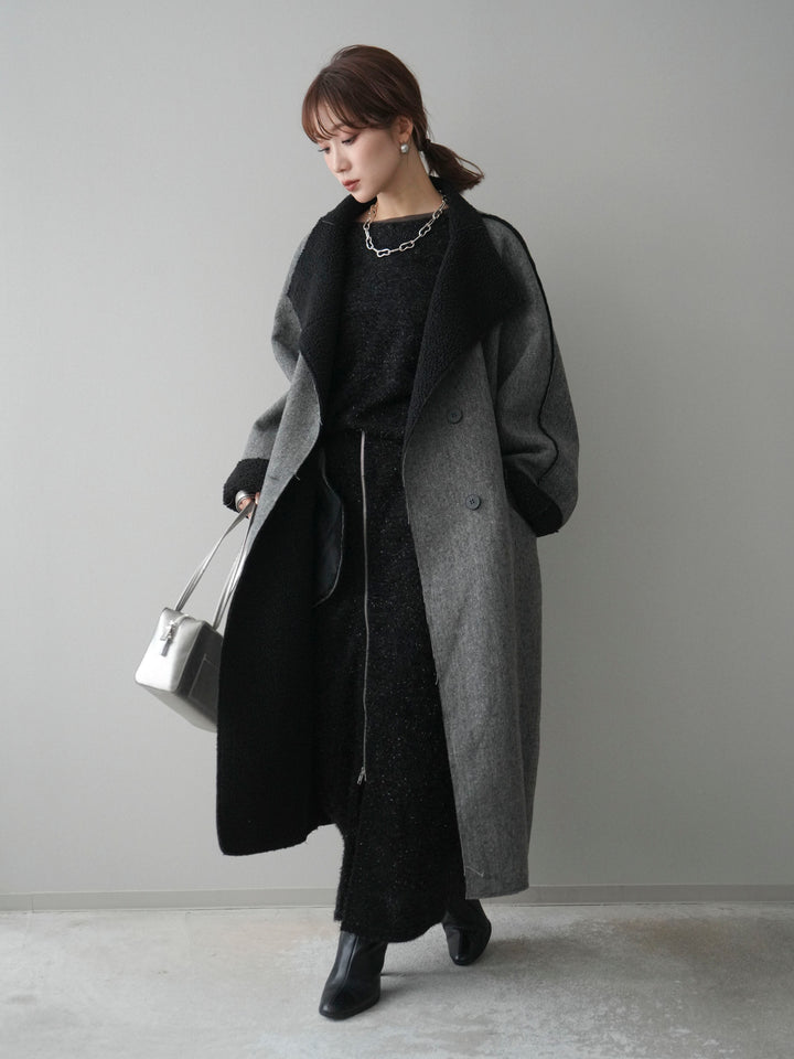 [SET]アウトシーム裏ボアコート+ラメシャギートップス(2set)