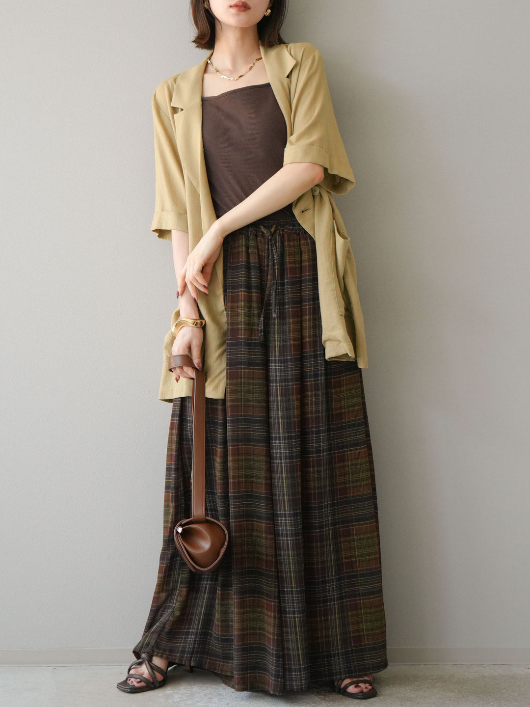 [予約]ライトリネンハーフスリーブジャケット/ベージュ