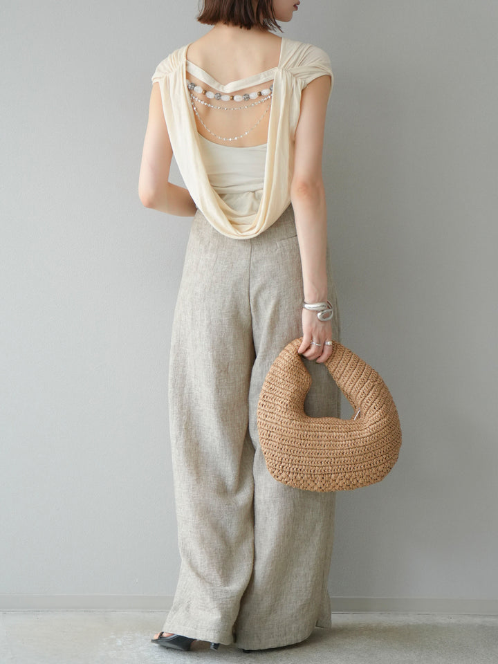 [預訂] 串珠鏈垂墜上衣/象牙色