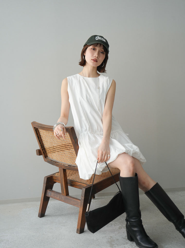 [予約]ノースリバルーンミニワンピース/white