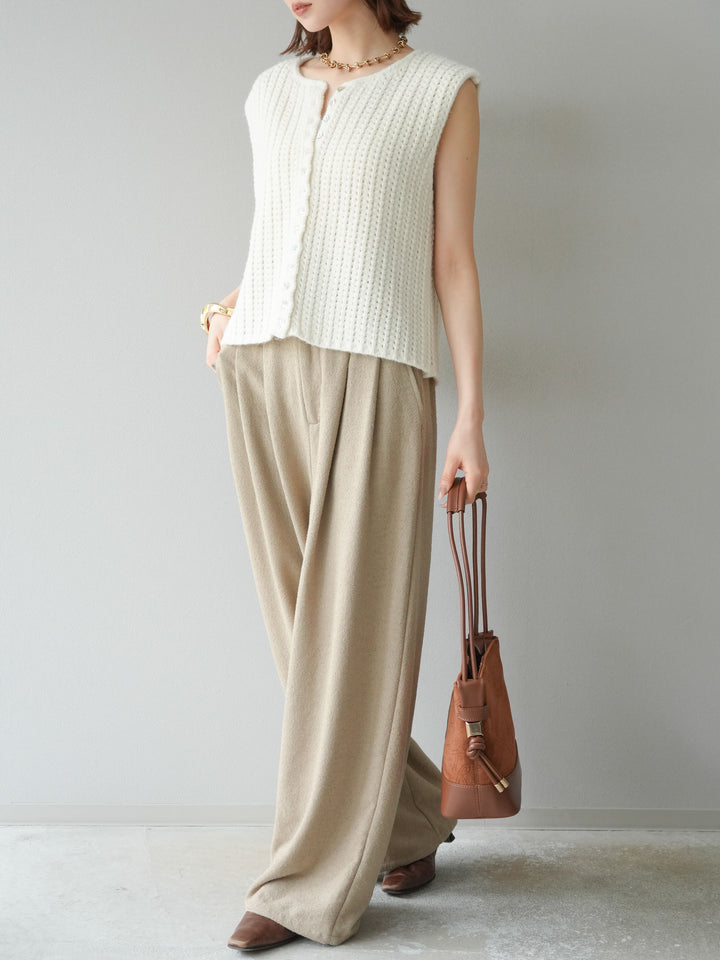 [予約]ネップワイドパンツ/ベージュ