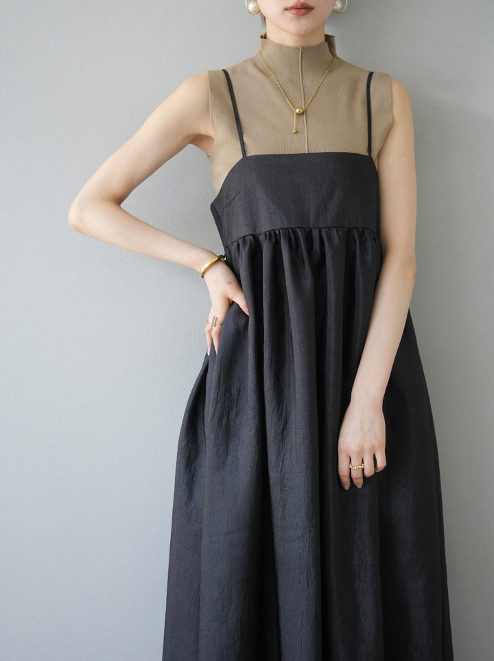 [Pre-order] Sheer Washer Volume Cami Dress/Black