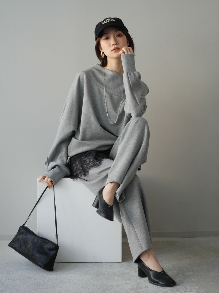 [予約]アシンメトリーオフショルポンチプルオーバー/gray