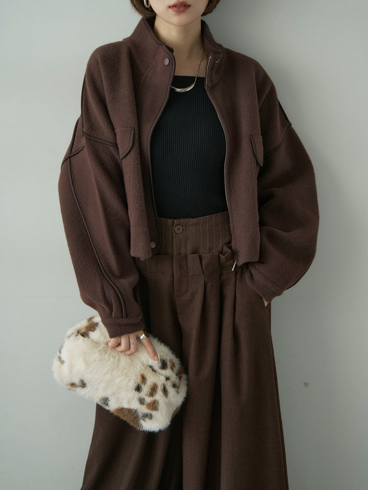 [SET]圧縮ニットショートブルゾン+選べるアクセセット(2set)