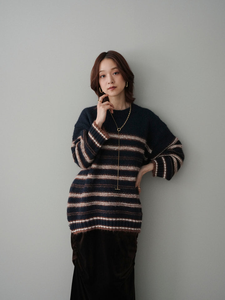 [SET]ステッチボーダーニットプルオーバー+ステッチボーダーニットプルオーバー(2set)