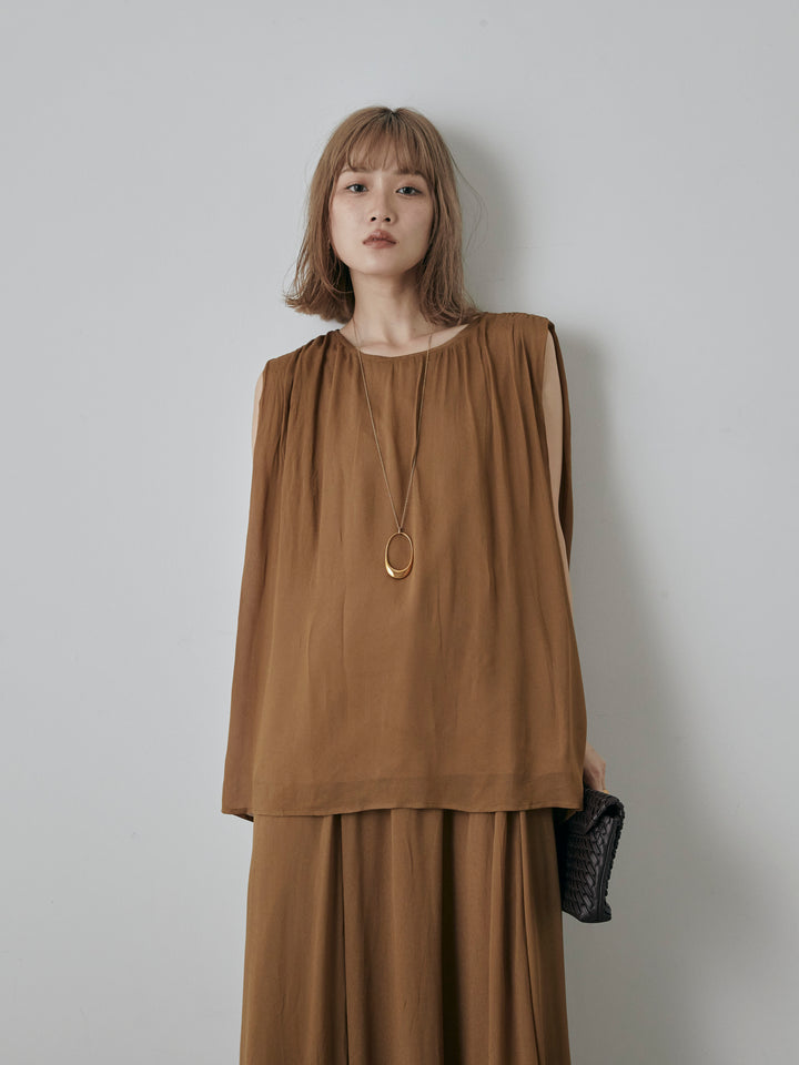[予約]シアータックショルダーブラウス/ベージュ