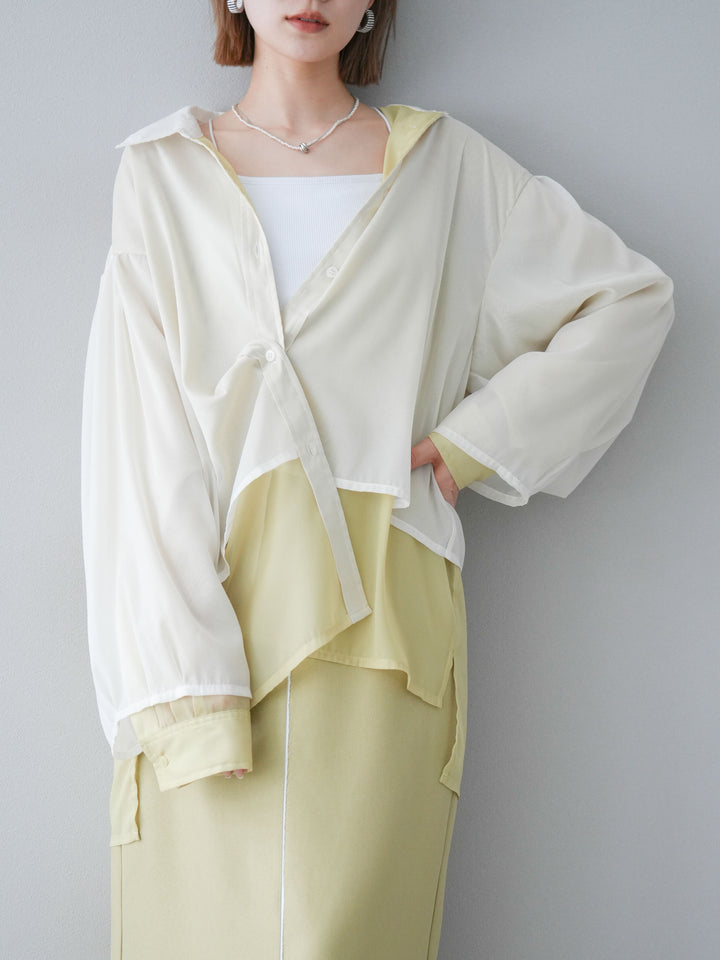 [予約]シアーレイヤードシャツ/オフ