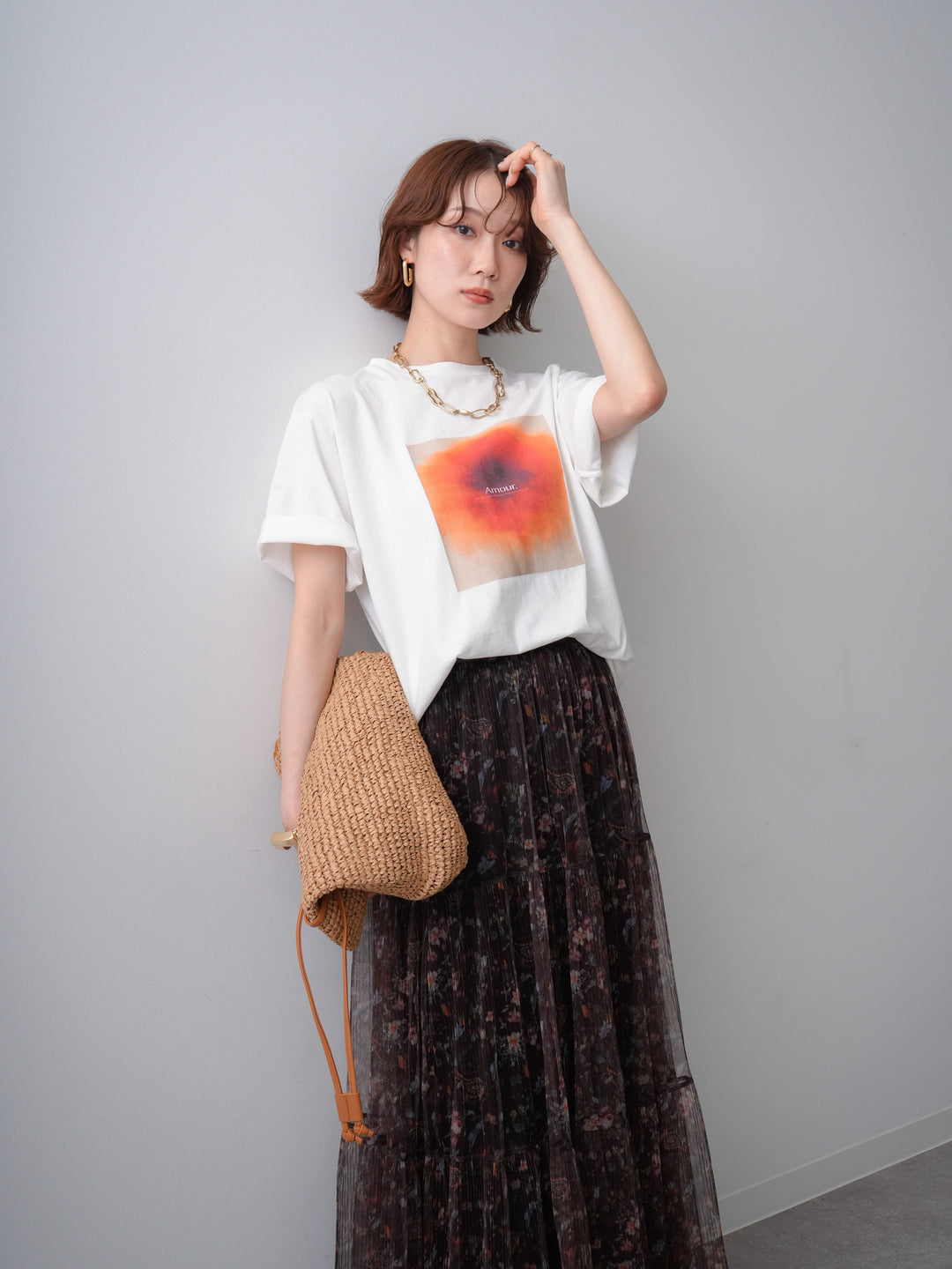 [SET]ニュアンスフローラルフォトTEE+ニュアンスフローラルフォトTEE(2set)