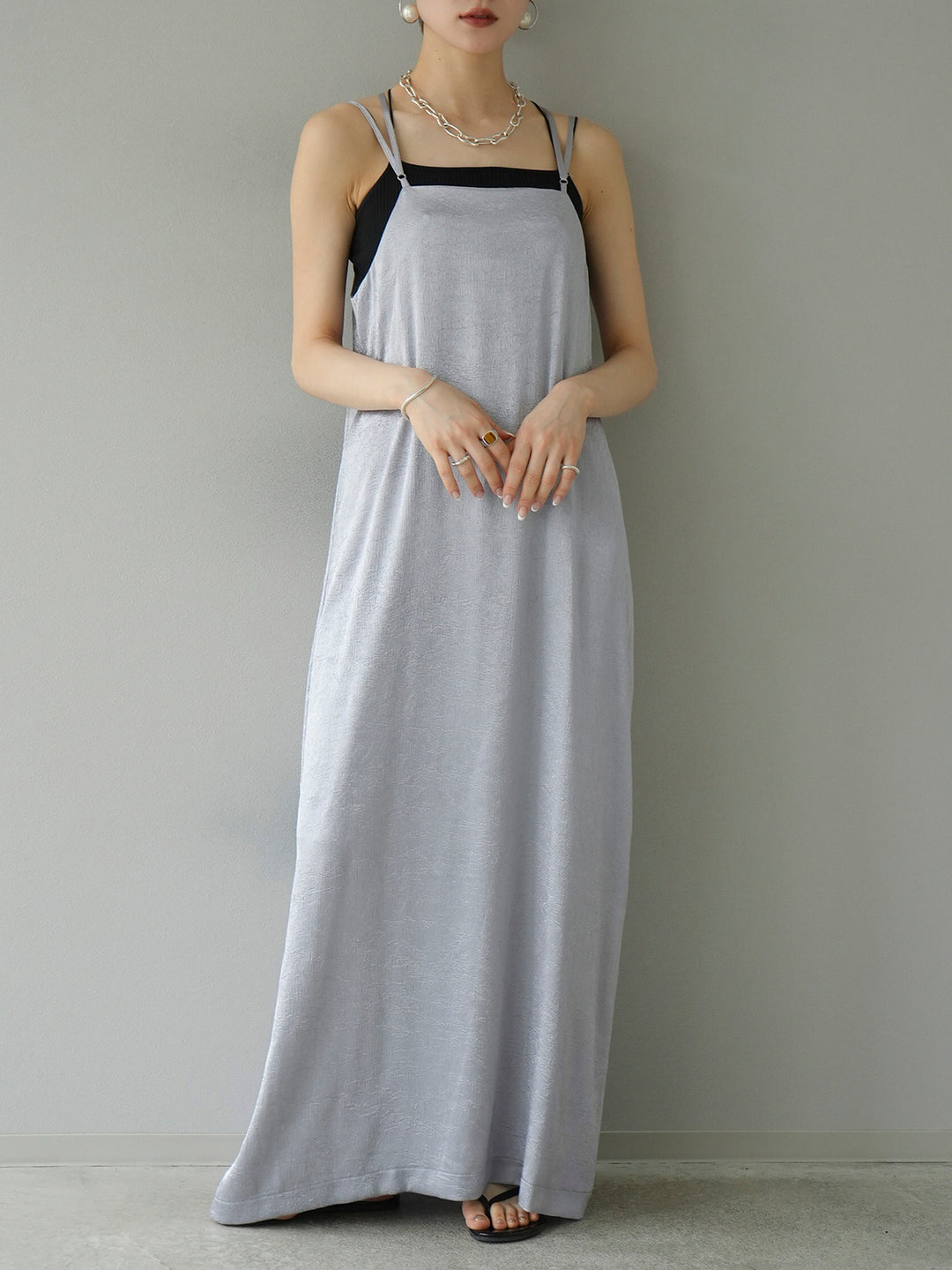 [Pre-order] Washer Satin Camisole Dress/Silver