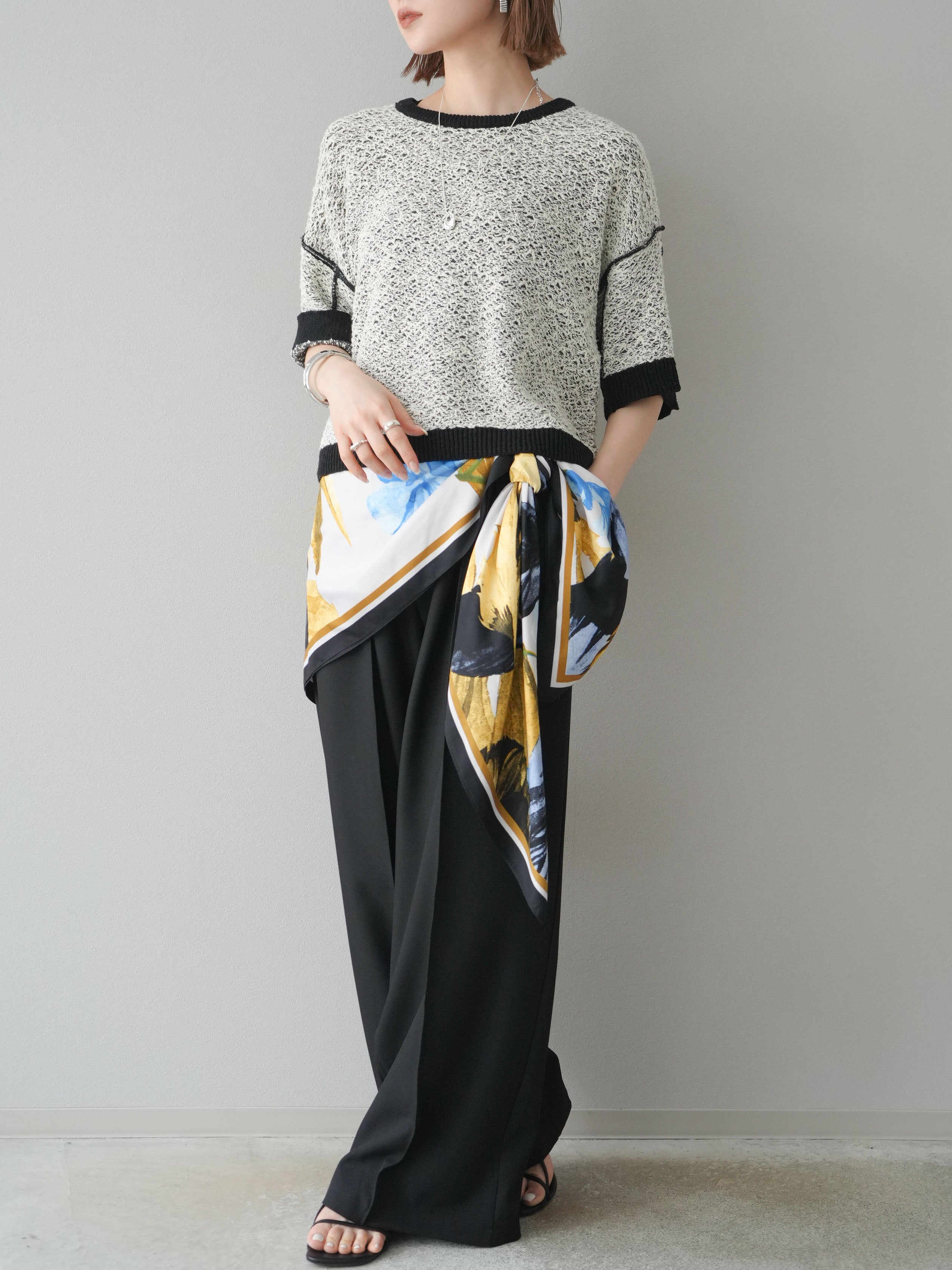 予約]ミックスヤーンニットプルオーバー/ブラック – Lumier