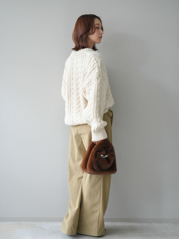 [予約]コーデュロイ巻きベルト付きパンツ/beige