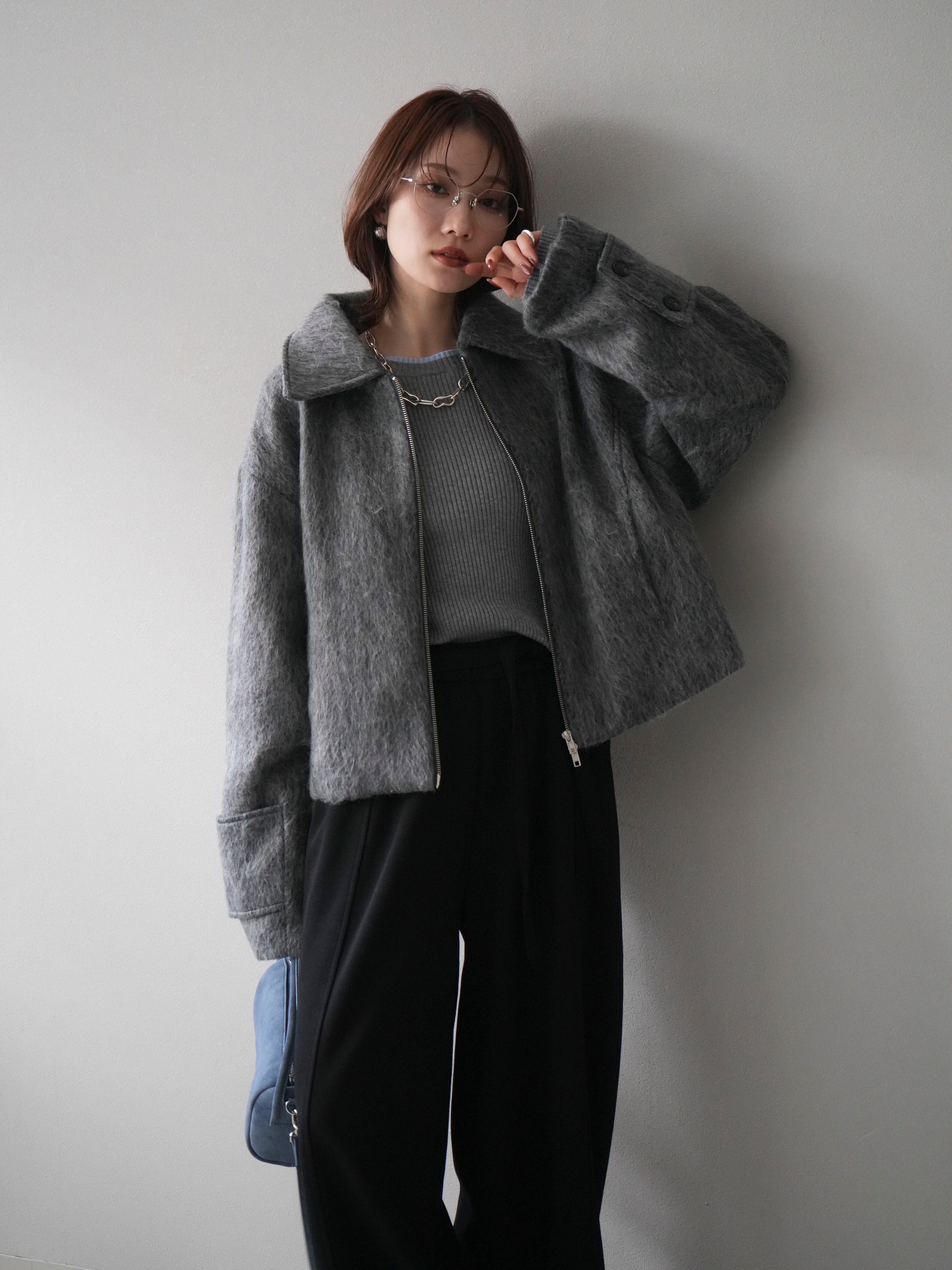 予約]袖ビックループシャギージップブルゾン/charcoal – Lumier