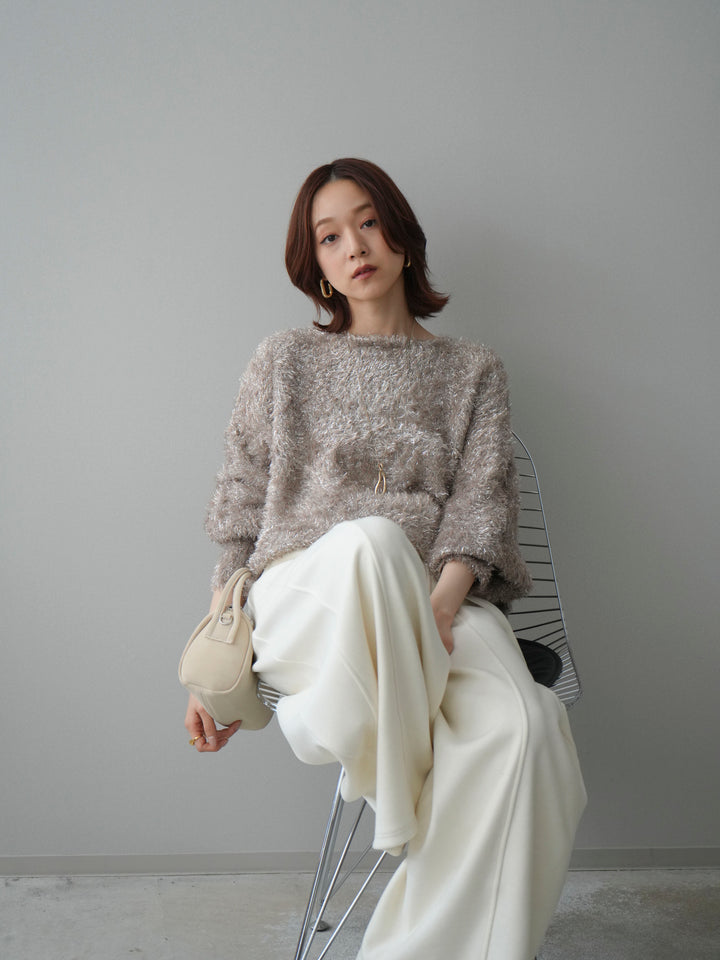 [予約]ラメシャギードルマンニットプルオーバー/beige