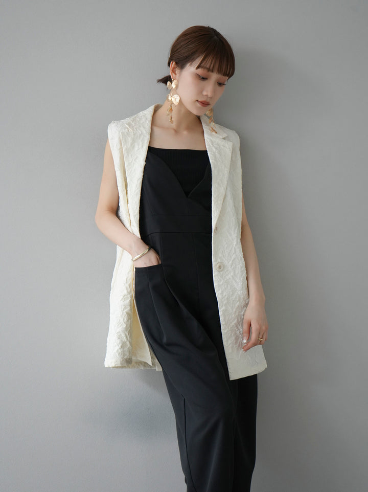 [Pre-order] Puffy jacquard tailored gilet/ivory