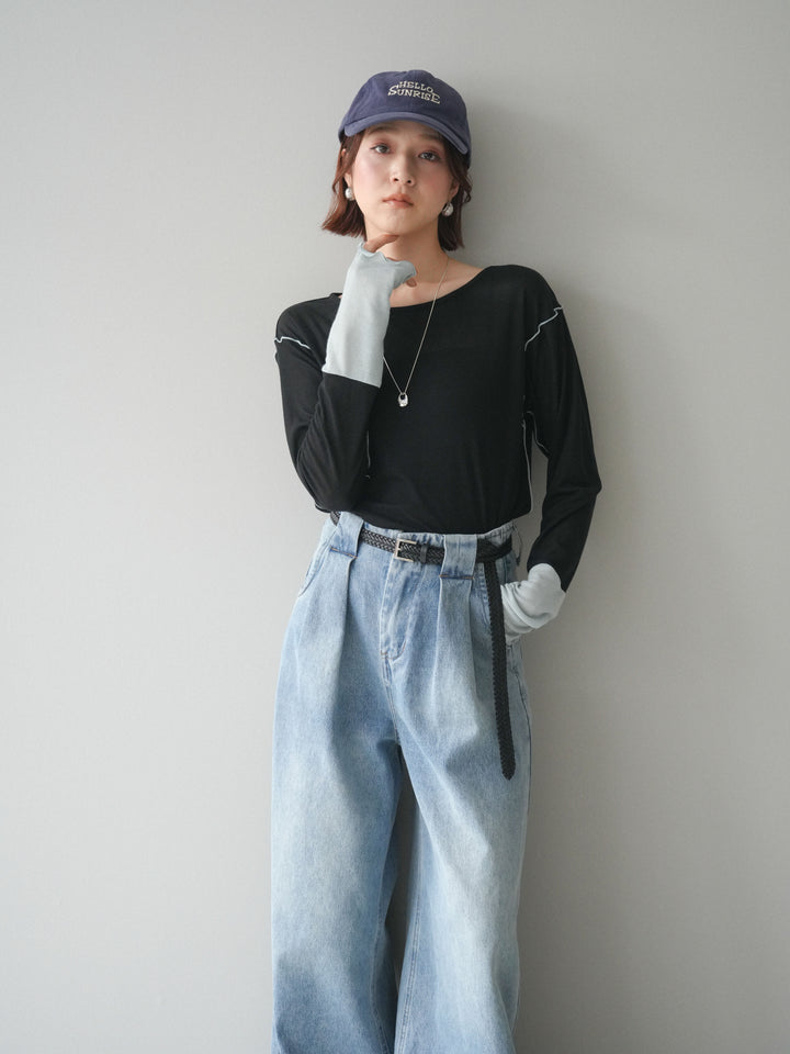 [SET]配色メロウトップス+配色メロウトップス(2set)